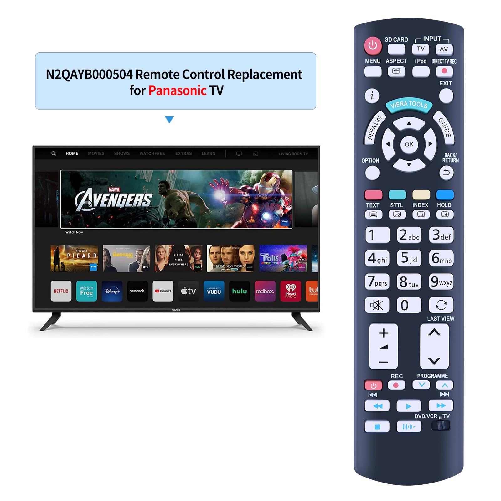 TCNOUMT Suitible for Panasonic N2QAYB000504 Remote Control Compatible with Panasonic Viera Smart TV TX-L32G20E TX-L42D25E TX-P42G20E TX-P42S30B N2QAYB000673 N2QAYB000785 Universal Remote Controller - Image 2
