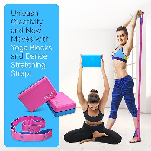 Miniatura 6 de Bloques de yoga con banda elástica y guía de danza bloque de espuma EVA antideslizante, equipo de estiramiento ideal para entrenamientos en casa,