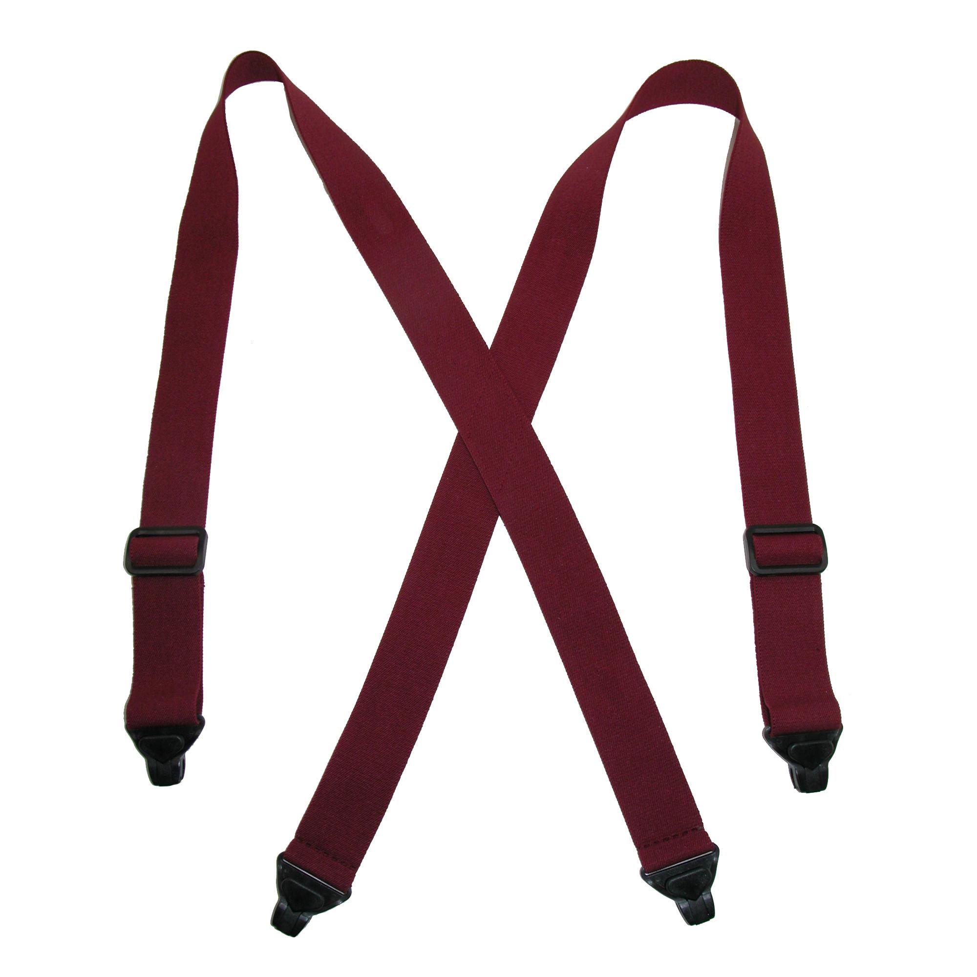 CTM Men's Elastic Plastic Clip-End TSA Compliant Airport Braces, Burgundy