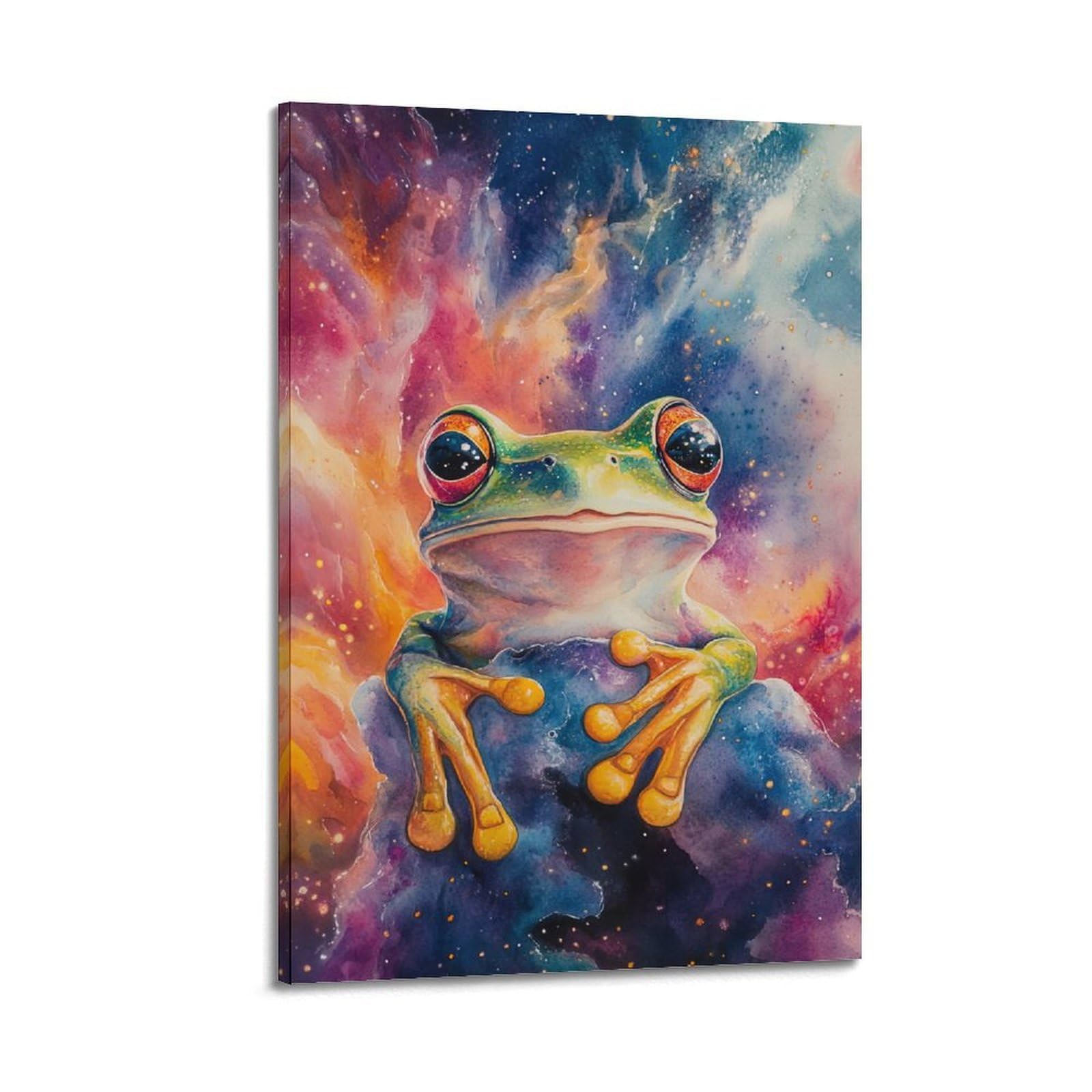 ZSZWHJ Animal Poster Frogs in The Universe Poster Decorative Painting Canvas Wall Posters And Art Picture Print Modern Family Bedroom Decor Posters 24x36inch(60x90cm)