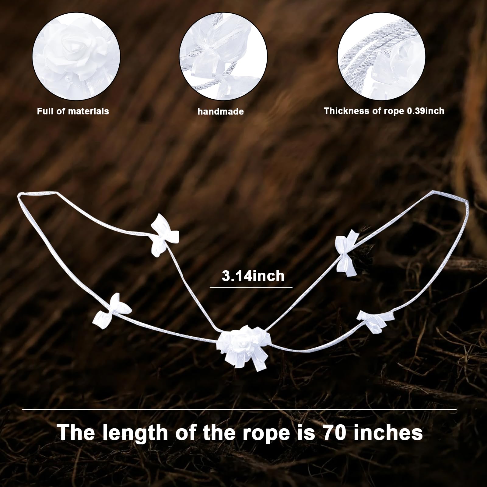 Wedding Lasso - Wedding Lasso Rope Catholicism Christian Wedding Ceremony,with 2 Pcs Prayer Beads?Bride and Groom Wedding Gift (White)