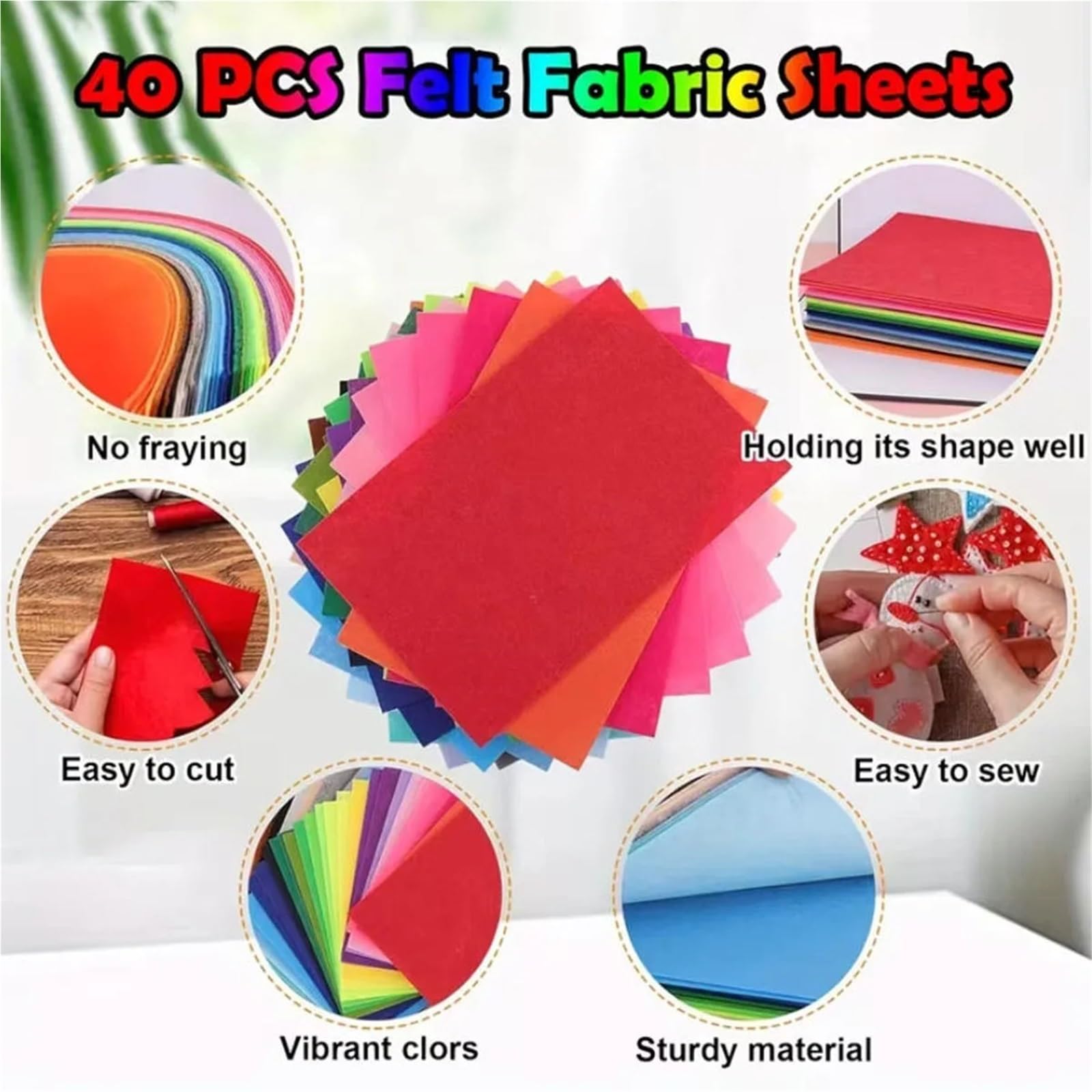40 Stück Filztuch, weiches Vliesstoff-Filzpapier für DIY Patchwork