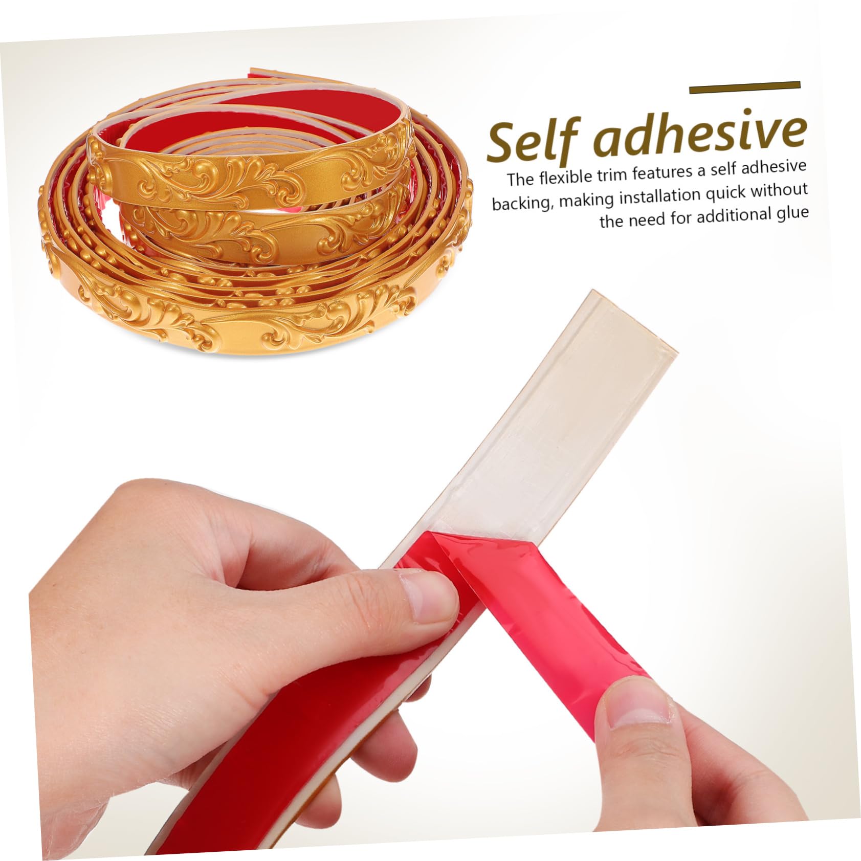 Moldura de Pared Autoadhesiva Flexible de Pvc, 1 Rollo Dorado