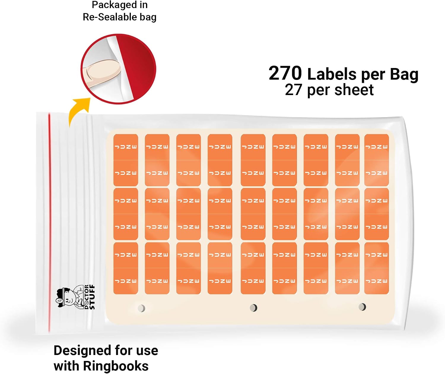 Doctor Stuff - File Folder Month Labels, Ringbook Sheets, June, Reynolds & Reynolds - RM3R Series Stickers, Orange, 3/4" x 1-1/2", 270 Labels/Pack