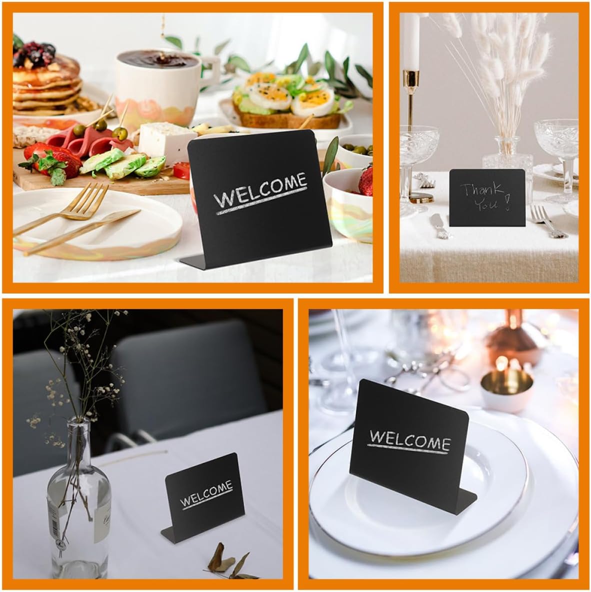 12pcs Mini Blackboards Food Labels Buffet Chalkboard Signs Desktop Message Writing Boards Matte Black 150x120mm for Restaurant Table Display