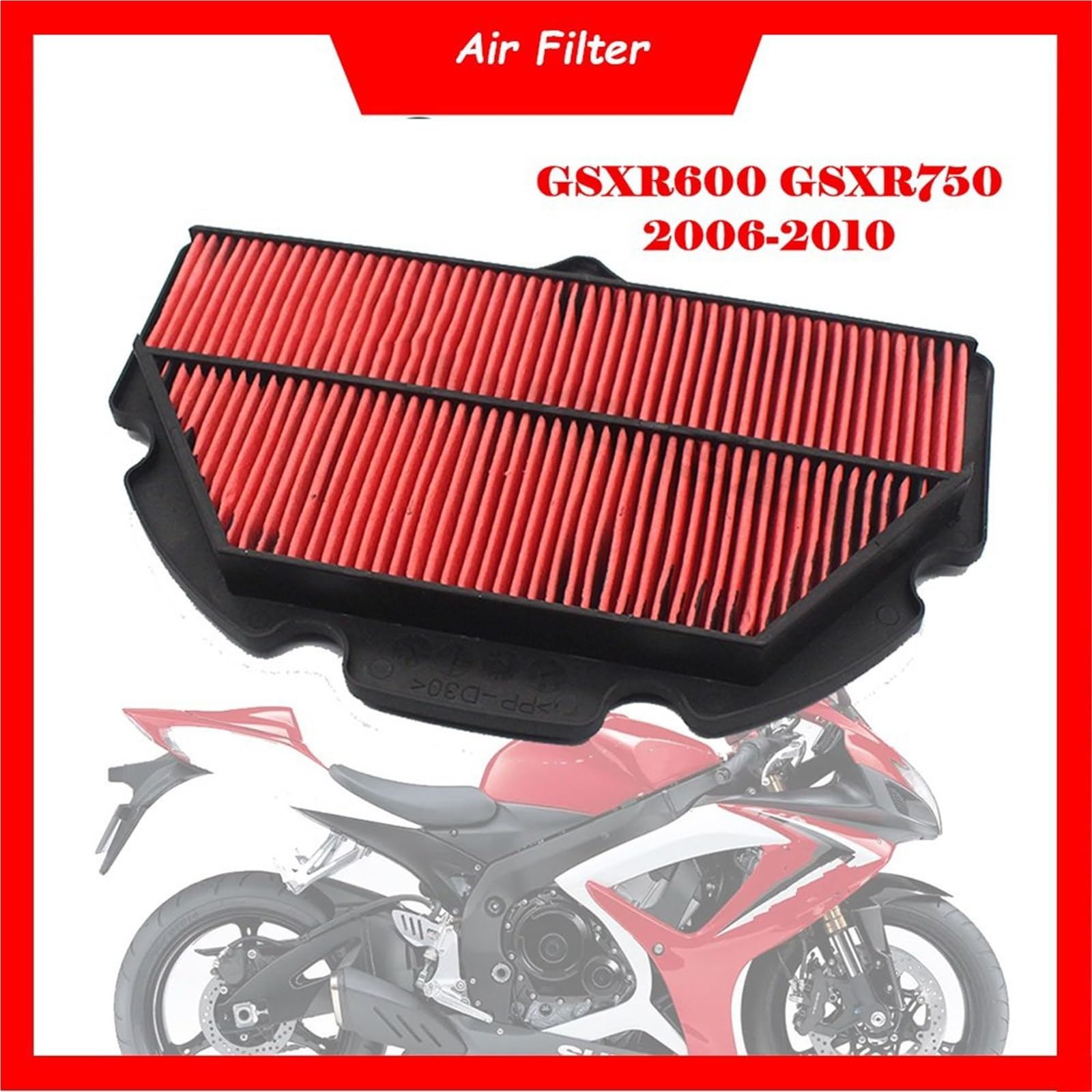 Kompatybilność z Pit Bike crossowym‌ Filtr powietrza silnika motocykla Filtr wlotu powietrza Element filtra pasuje do Suzuki GSXR600 GSXR750 GSX-R 600 750 2006-2010