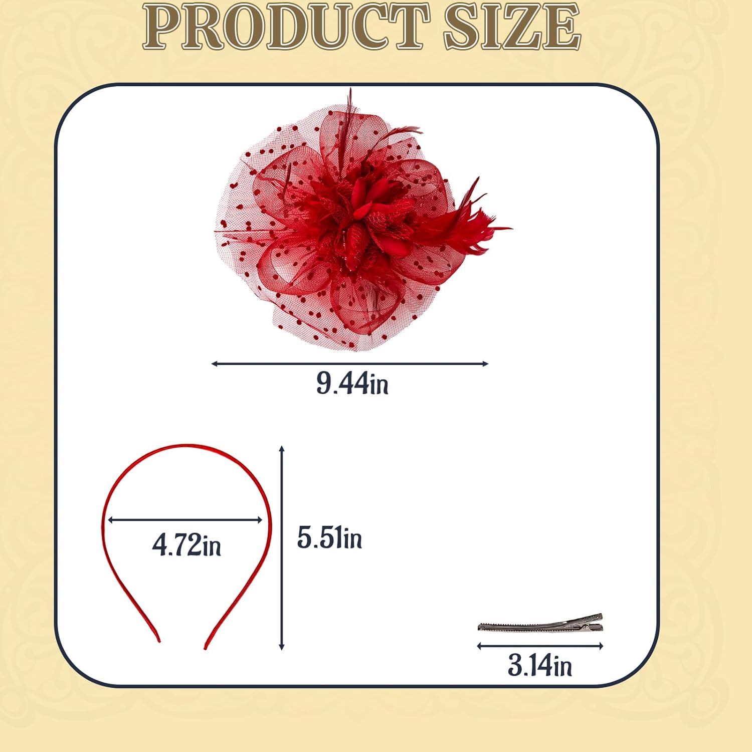 Women Fascinators Flower Mesh Kentucky Church Derby Hat with Headband and Clip for Lady Tea Party Wedding - Image 6