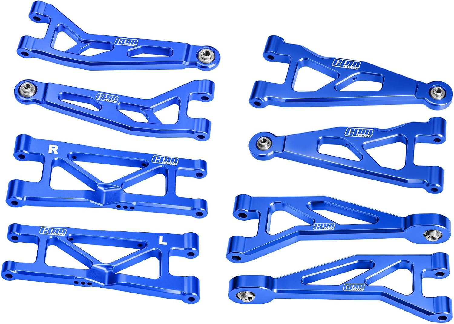 GPM 7075-T6 Alloy Front & Rear Suspension Arms Kit Upgrade Parts for ARRMA 1/16 Mini Kraton 3S, Full Set RC Replacement (Black)