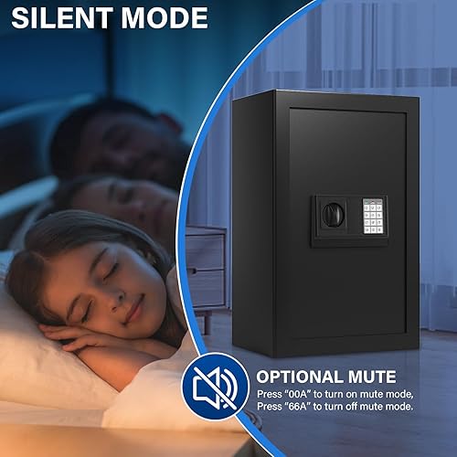 Miniatura 9 de Caja de seguridad de 23.62 pulgadas de alto, caja fuerte para el hogar de 4.4 pies cúbicos con bolsa impermeable ignífuga, caja de seguridad digital