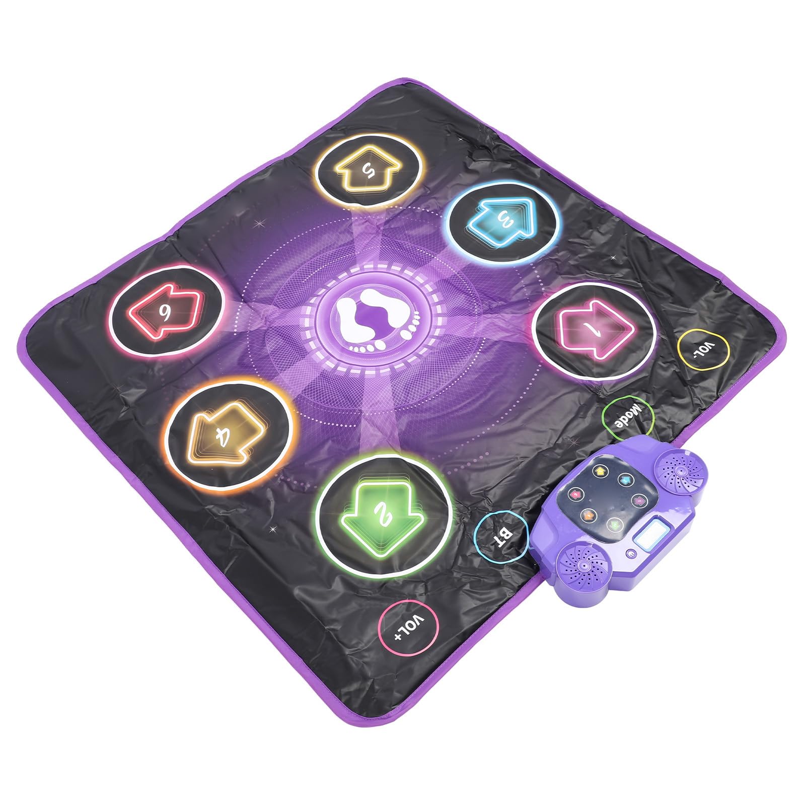 Alfombra de baile iluminada, juguete inalámbrico con Bluetooth, almohadilla de juego portátil para bailar, antideslizante, 6 botones para casa, fiesta