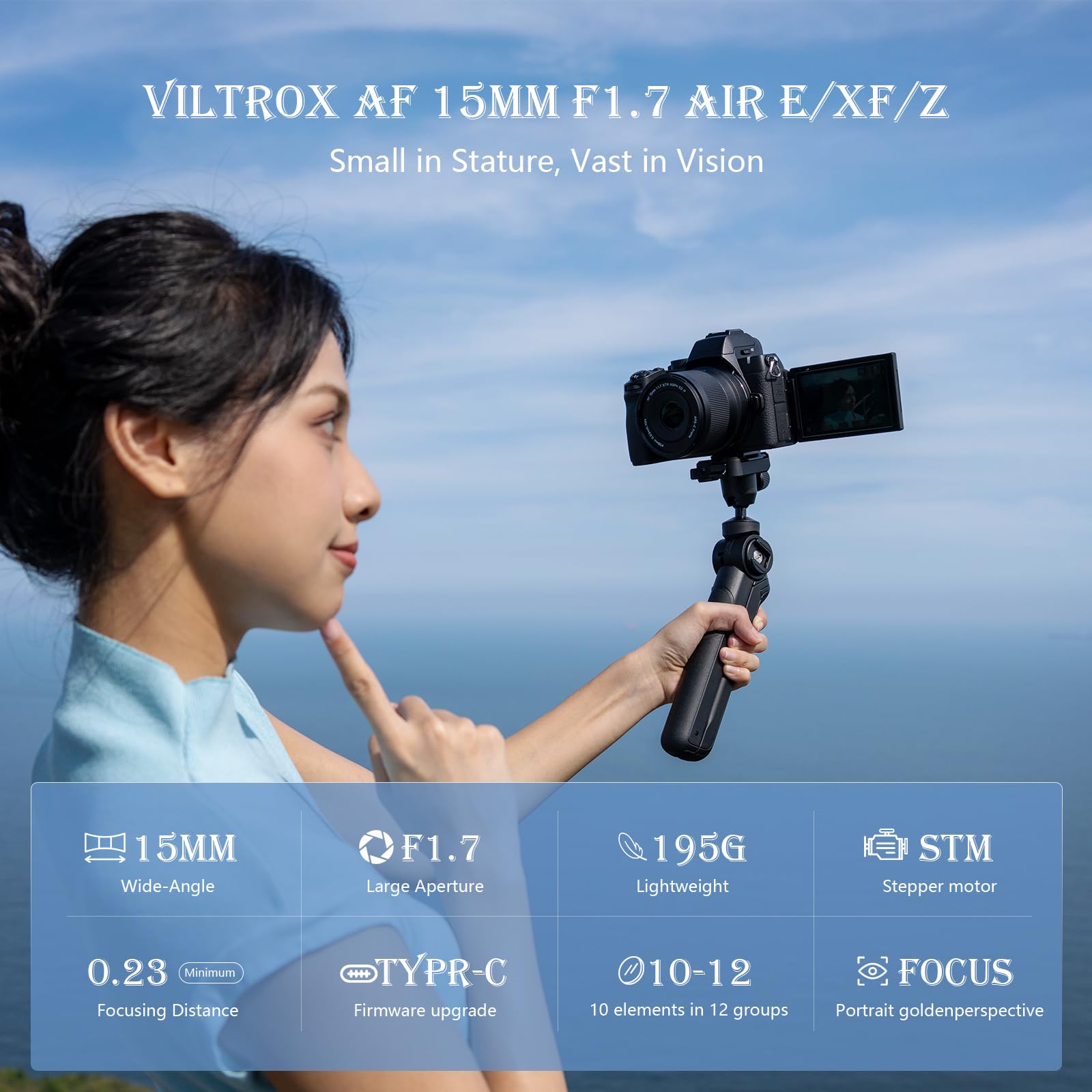 VILTROX 15 mm F1.7 Air STM autofokus obiektyw do aparatów Nikon z mocowaniem Z-Mount APS-C, obiektyw szerokokątny z dużym otworem przysłony, kompatybilny z Nikon Z30, Z50, Z50II, ZFC Z5, Z5I, Z6, Z6II