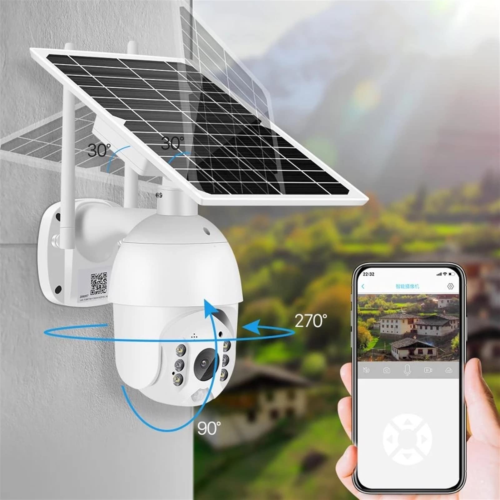 Telecamera Di Sicurezza Solare WiFi 4G 360° ZAMETTER | Visione Panoramica A 3 Schermi E Notte A Colori | Pannello Solare E Batteria 8000mAh