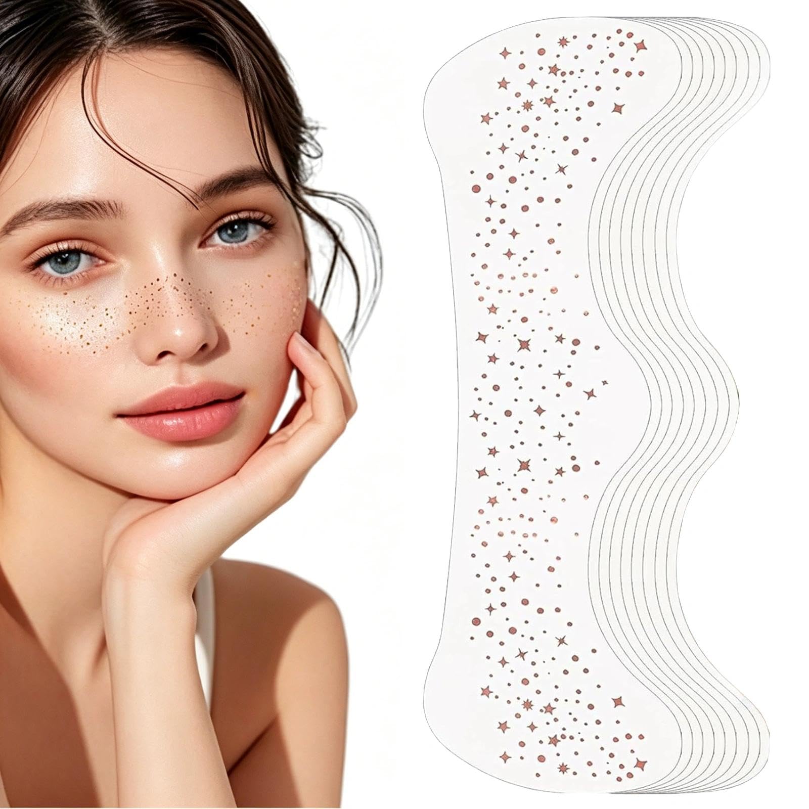 Dryxog 10 Stück Glitter Freckles Goldene Tattoo Folie Sommer