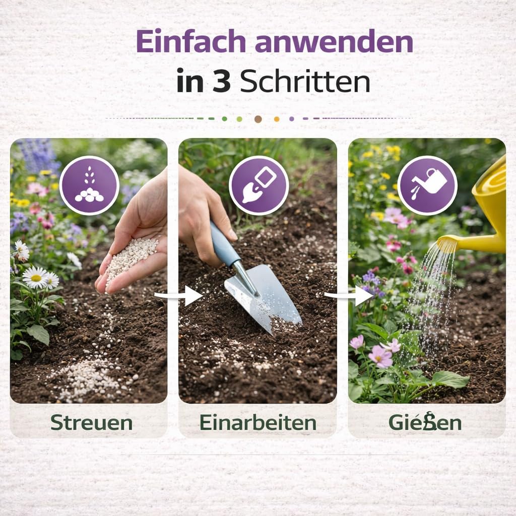 GiDeli Blumendünger Granulat 10 kg, Hortensiendünger und Rosendünger | Kaliumbetonte Blühformel NPK 9-9-15 mit Magnesium, Spurenelemente für intensive Blütenfarben, Vorrat für etwa 600 m² Beet