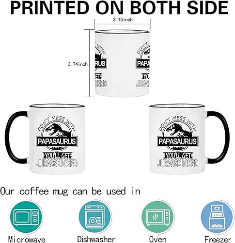 Miniatura 6 de Taza con texto en inglés Don't Mess With Grandpasaurus You'll Get Jurasskicked, regalos de cumpleaños para el día del padre para el abuelo de parte