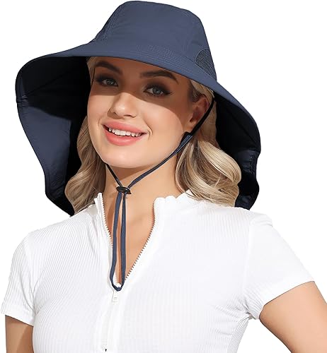 Miniatura 1 de ROYAL MATRIX Sombrero de sol al aire libre con solapa para el cuello para mujeres y hombres con protección UV, sombrero de pesca de ala ancha con