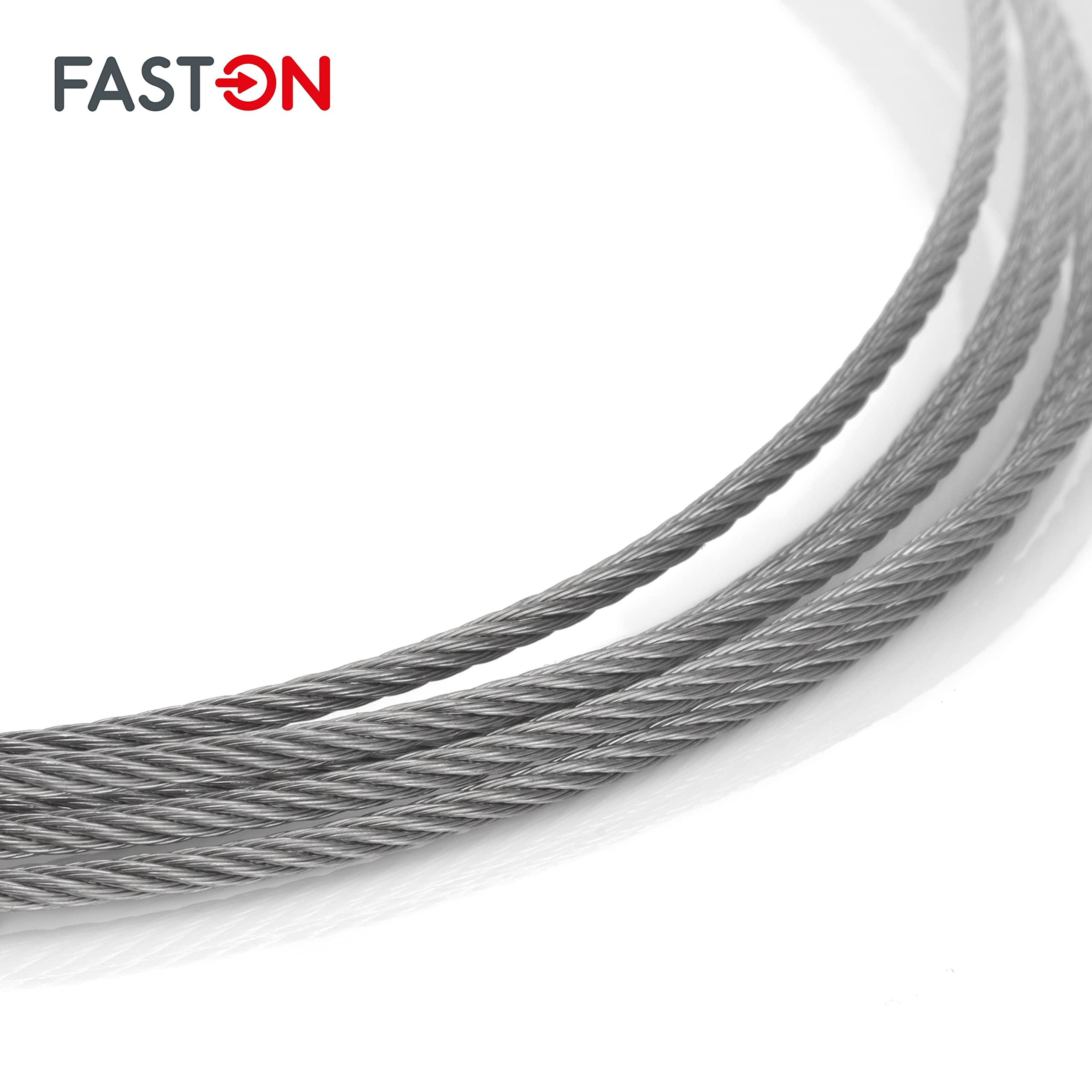 FASTON Drahtseil 6,0 mm 7x7 mittelweich Edelstahl A4 V4A (30 Meter) Drahtseile Edelstahldrahtseile Stahlseil Seil Seilwinde Ösen für Rollen Umlenkrolle Rankhilfe