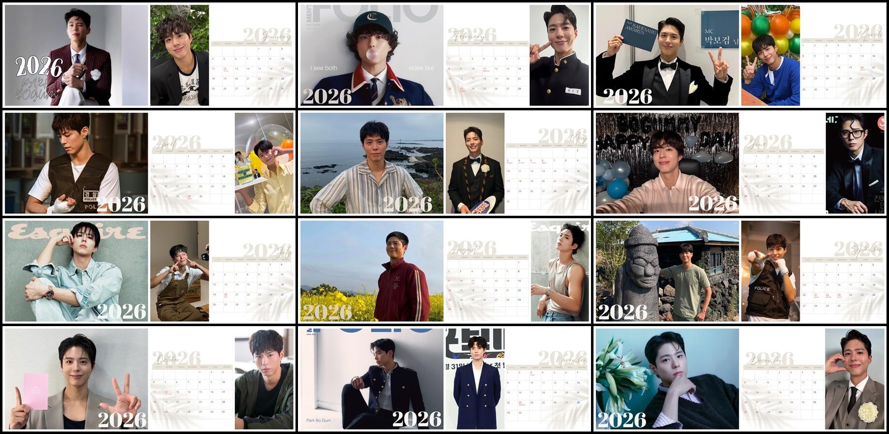 Amazon.co.jp: パクボゴム 日本仕様 2026年 卓上カレンダー A5サイズ