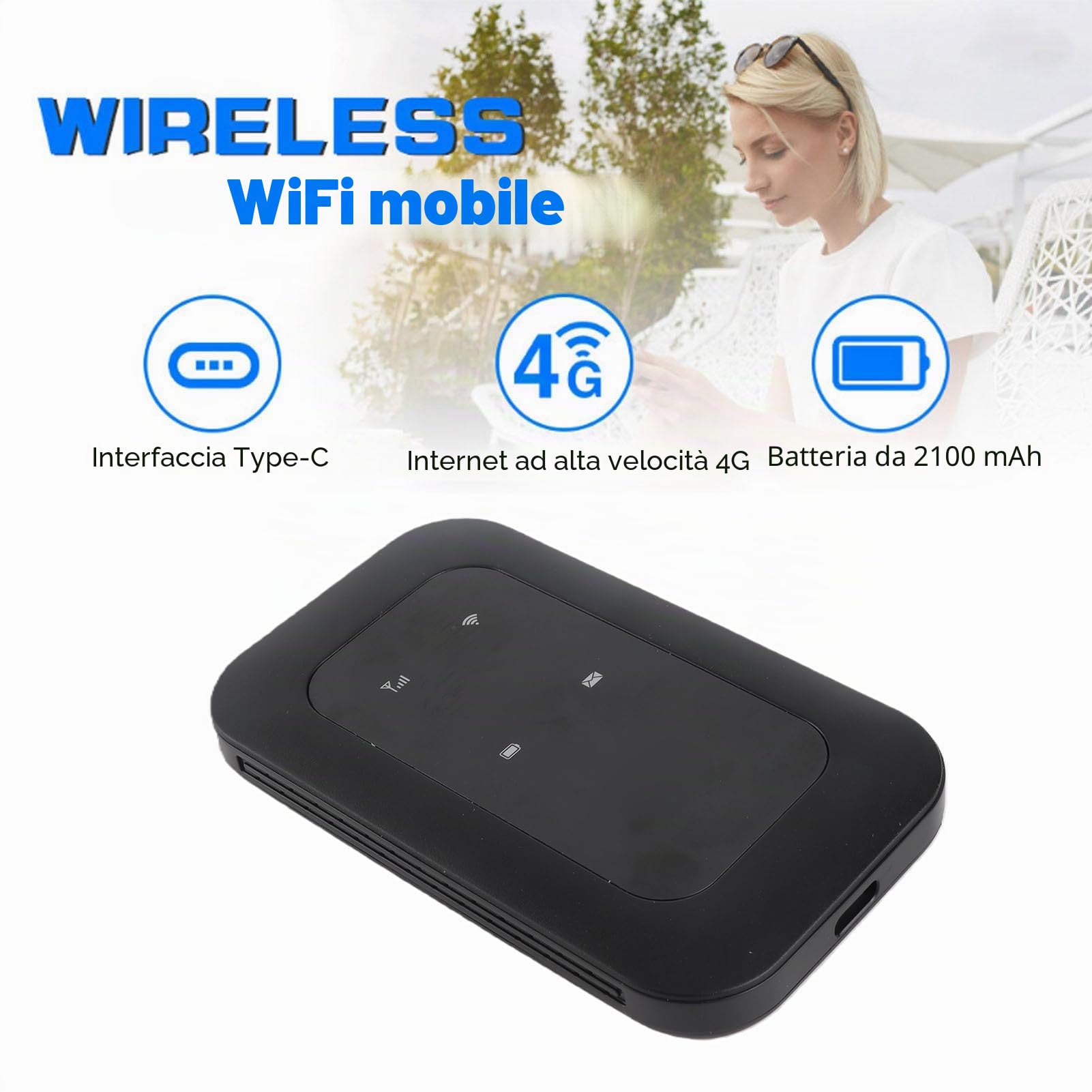 Hotspot Mobile, Modem USB 4G LTE, Hotspot Ad Alta velocità da 300 Mbps con Slot SIM Card, Router Portatile per Viaggi, Lavoro