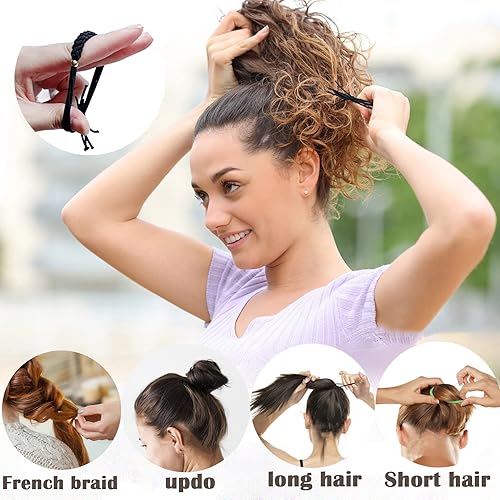 Miniatura 2 de 10 pulseras bohemias para el cabello para mujeres y niñas, accesorios para el cabello grueso, pulseras trenzadas para el cabello, lazos para el