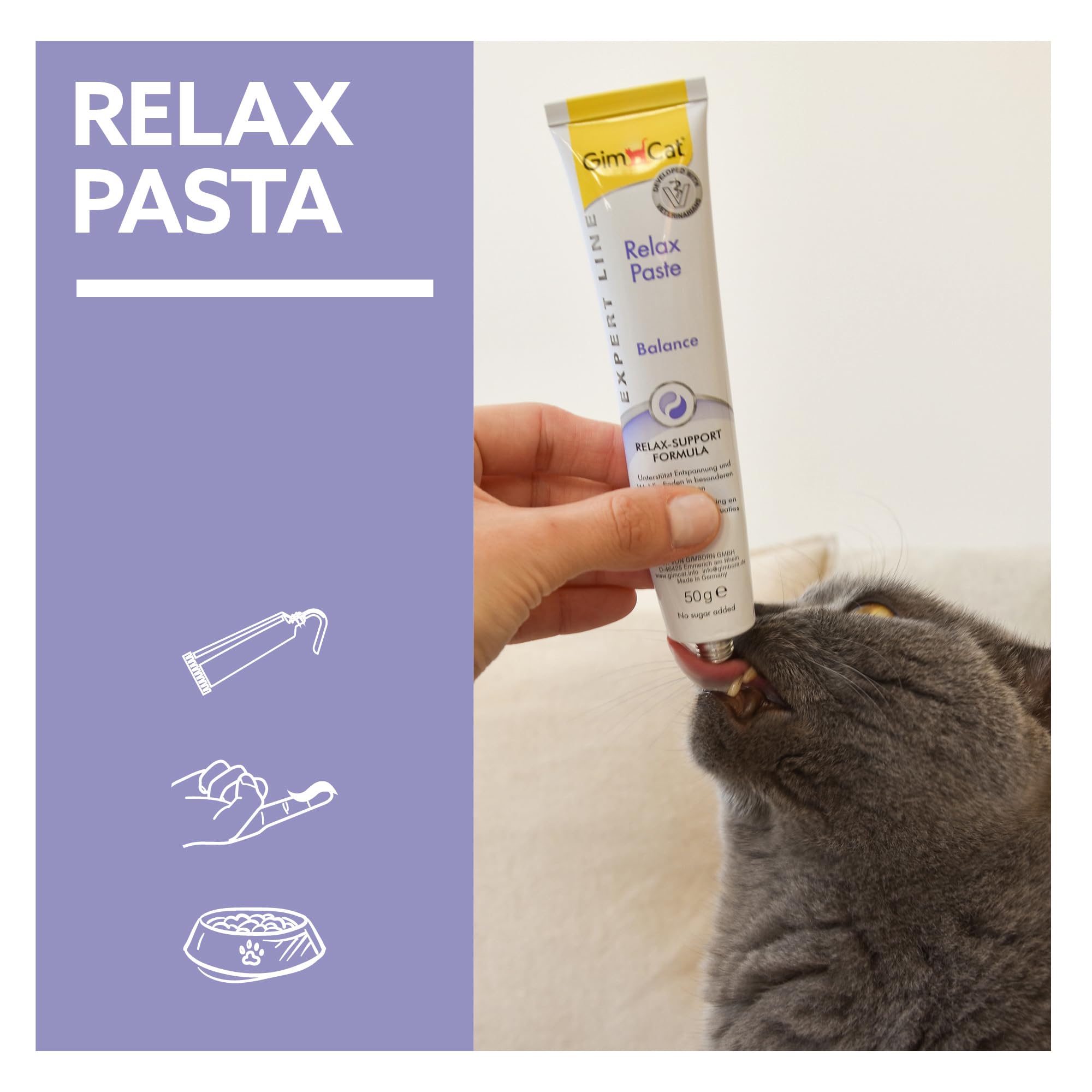 GimCat EXPERT LINE Relax pasta - Snack para gatos funcional que favorece la relajación y el bienestar del gato - 1 tubo (1 x 50 g)
