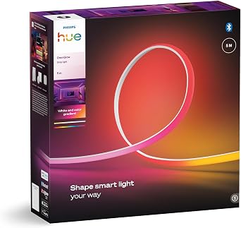 Philips Hue OmniGlow 5 m mikro LED ışık şeridi, 4500 lm, canlı renkler ve ambiyans, esnek iç aydınlatma, eşit ışık, kesilebilir, uygulama ve ses kontrolü [Enerji Sınıfı G]