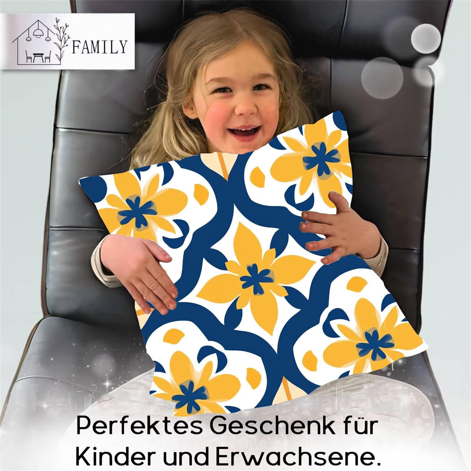 Housse Coussin 45 x 45 cm Lot de 4 Coussin Canape Rural Bleu Decoration Canapé d'extérieur, avec Fermeture éclair Caché, Imperméable Lin Coussincarré pour Extérieur Maison Chaise Jardin Salon m-486