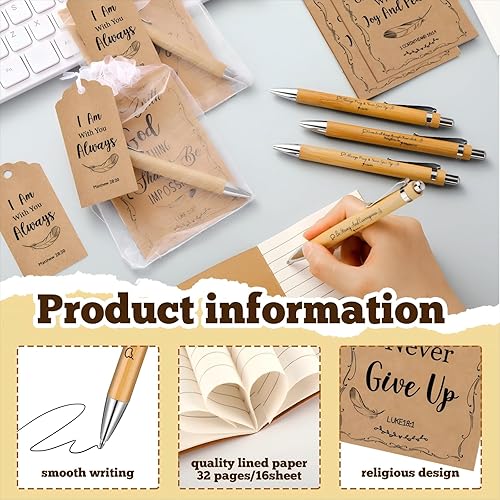 Miniatura 3 de Juego de 200 piezas de regalo cristiano con versículos bíblicos de la iglesia, incluye 50 cuadernos de las Escrituras, 50 bolígrafos de las