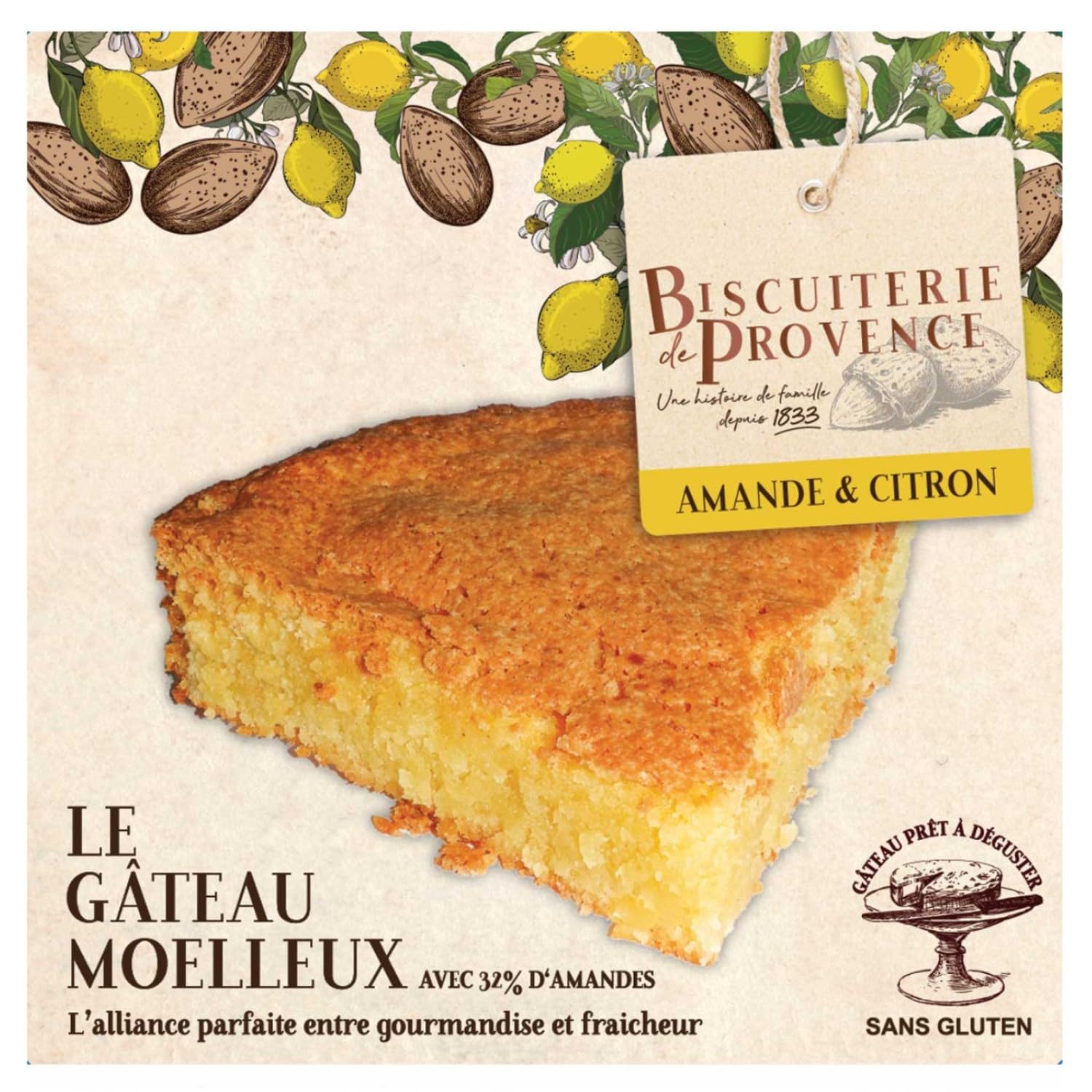Biscuiterie de Provence Mandelkuchen mit Zitrone Kuchen Süßgebäck Glutenfrei Frankreich inkl. FeinWert E-Book (6 x 240g)