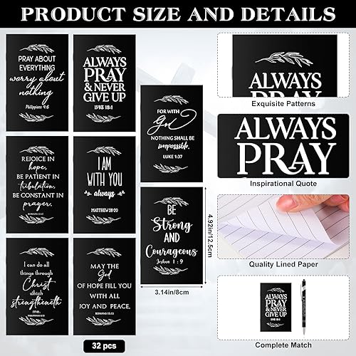Miniatura 2 de Qilery 64 unidades de regalos cristianos, diario de oración, versículos de la Biblia, cuadernos de escritura religiosa, bolígrafos inspiradores,