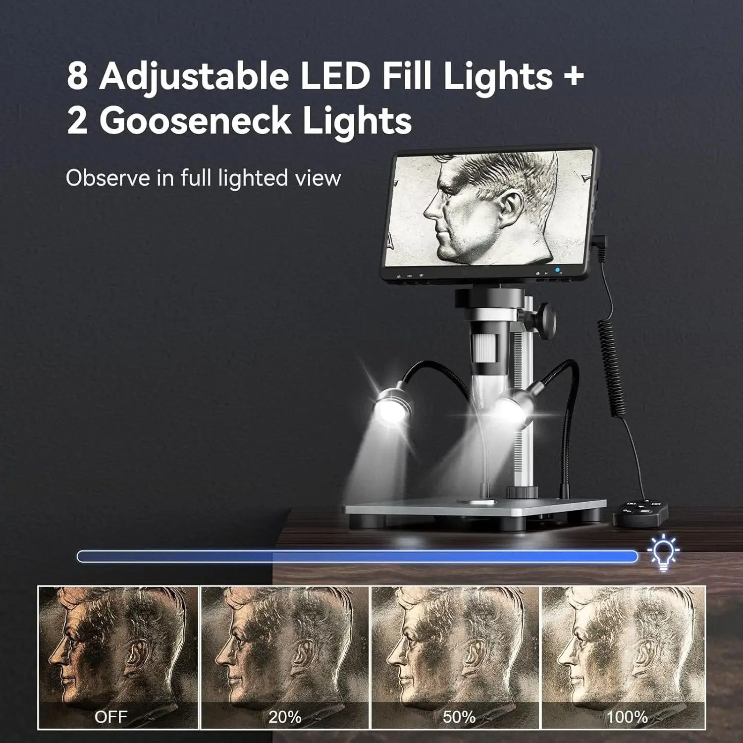 DM9 7-Zoll-LCD-Digitalmikroskop 1200X 1080P Mikroskoplupe 12MP Ultrapräzises fokussierendes Lötmikroskop