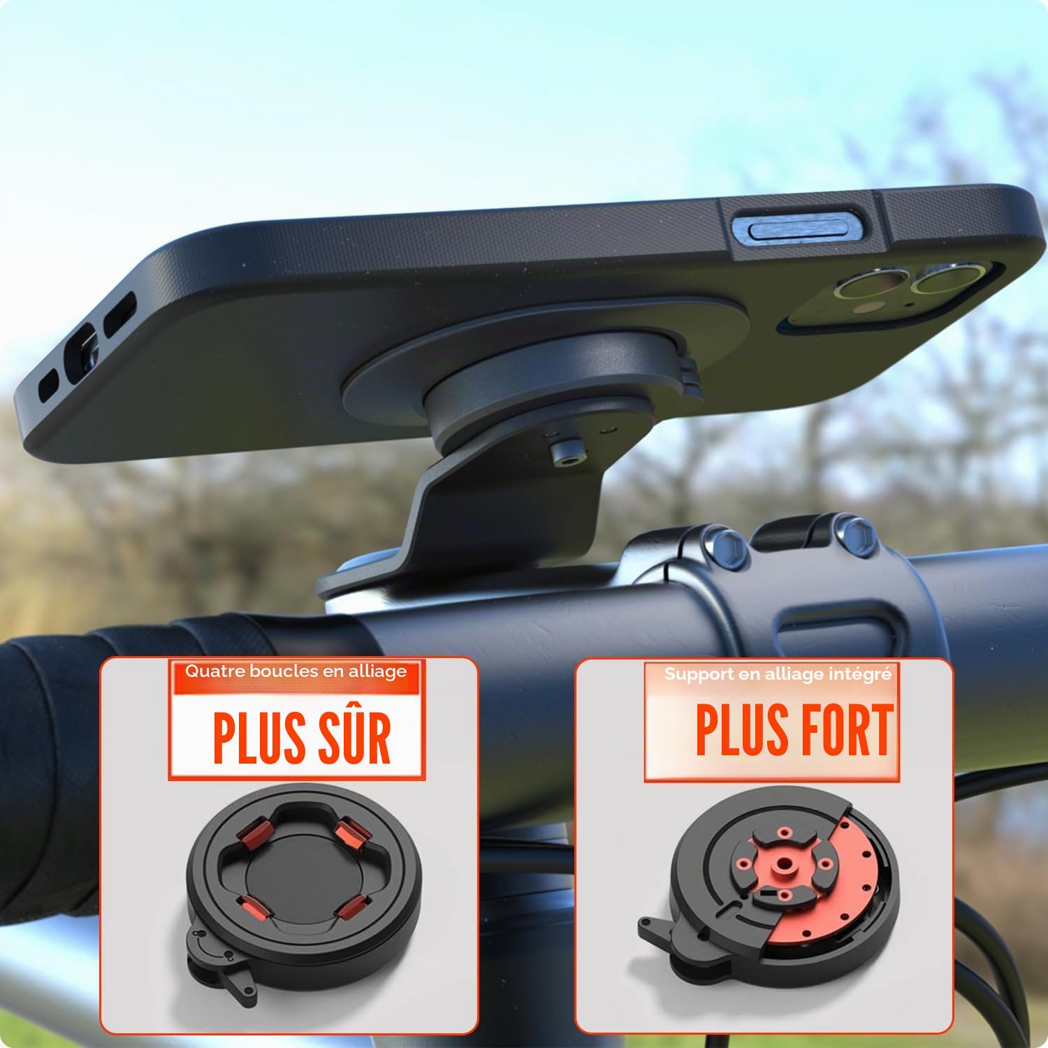 CQ Support Telephone Velo, Sincetop Aluminium Universel Support Téléphone Vélo, Porte Vélo du Guidon avec Verrouillage Rotatif pour iPhone 13 Pro Max Mini Samsung, Idéal pour VTT Vélo de Route
