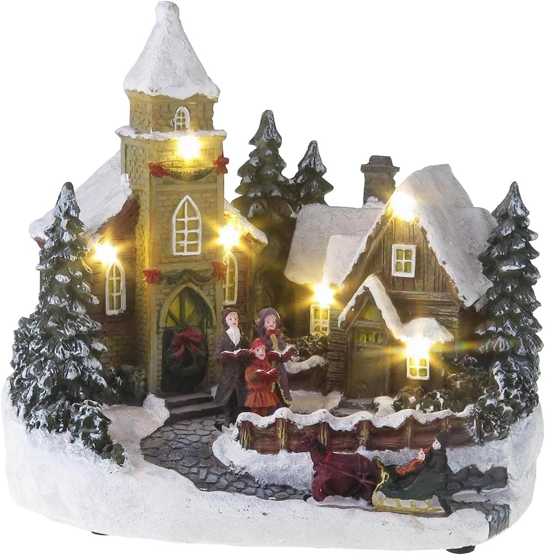 Lightahead Musical Christmas Carol Singing House Scene Figurine with LED Light and 8 Melodies for Ages 15 and Above