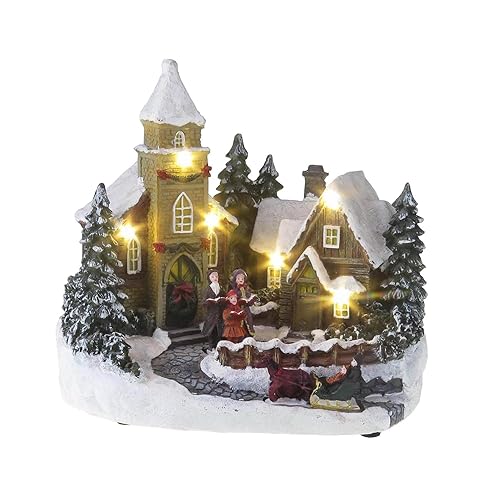 Lightahead Musical Christmas Carol Singing House Scene Figurine with LED