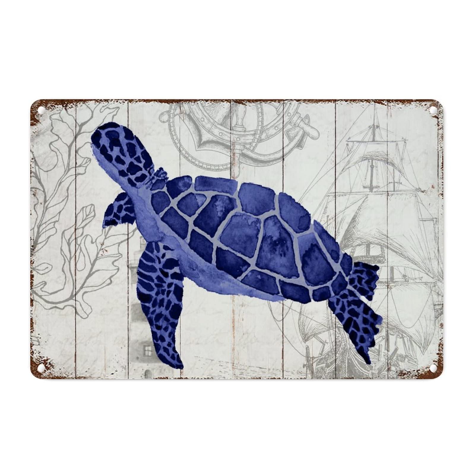 Panneau mural en métal tortue de mer déco intérieure extérieure 30x45 cm