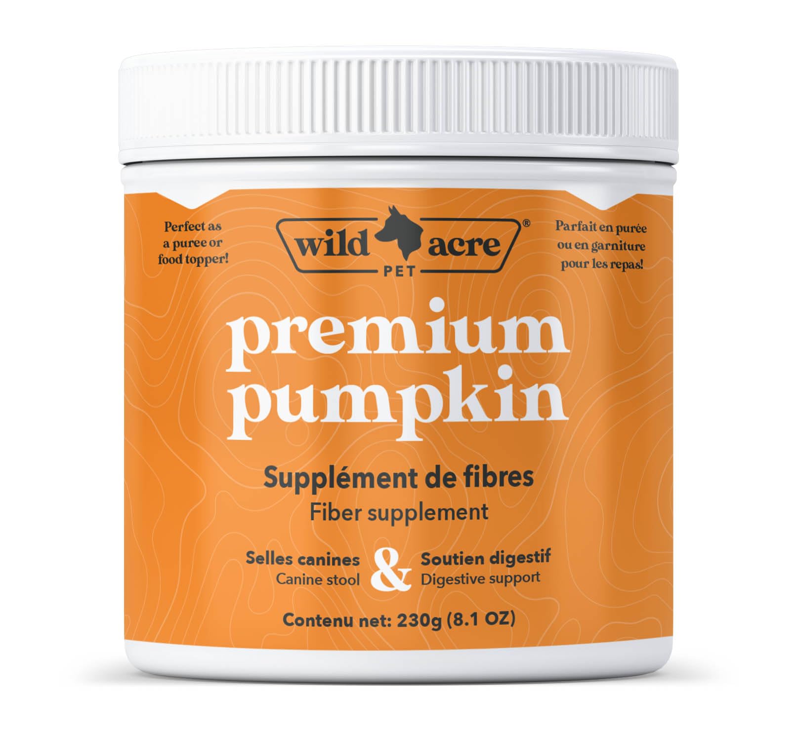 Wild Acre Pumpkin Powder for Dogs - No More Diarrhea or Scoots! - Digestive Puree Treat or Food Topper - Fiber Supplement for Dogs and Cats with Prebiotics, 8.1oz