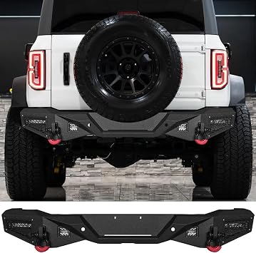 VIJAY Rear Bumper Fits 2021-2025 Ford Bronco Except Bronco Sport With Lights and D-rings