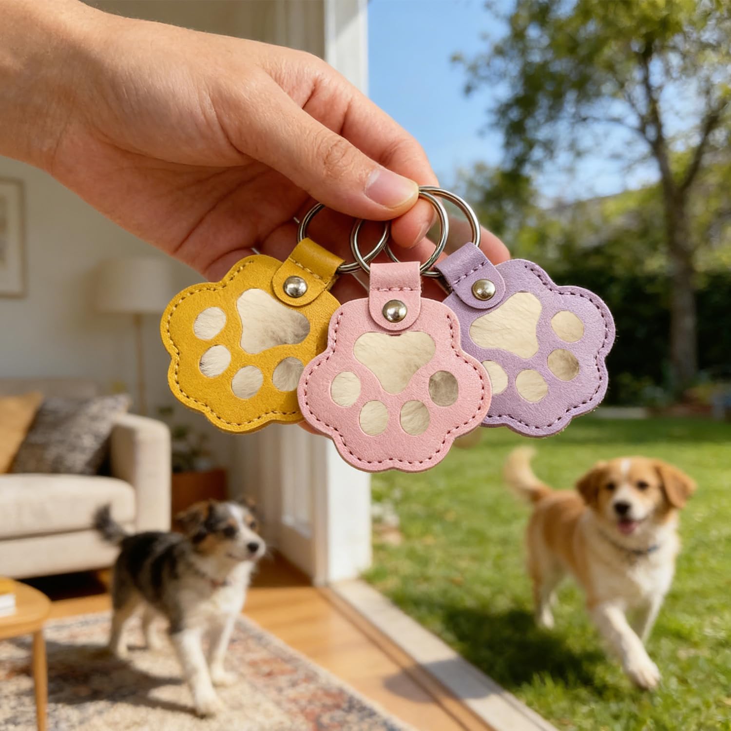 Pet Hair Keychain 6 Pcs, Leather Keychain for Dog Paw Shaped Pet Fur Keepsake, Paw Keychain For Dog Hair Cat Fur Memorial Gifts Key Holder - Image 2
