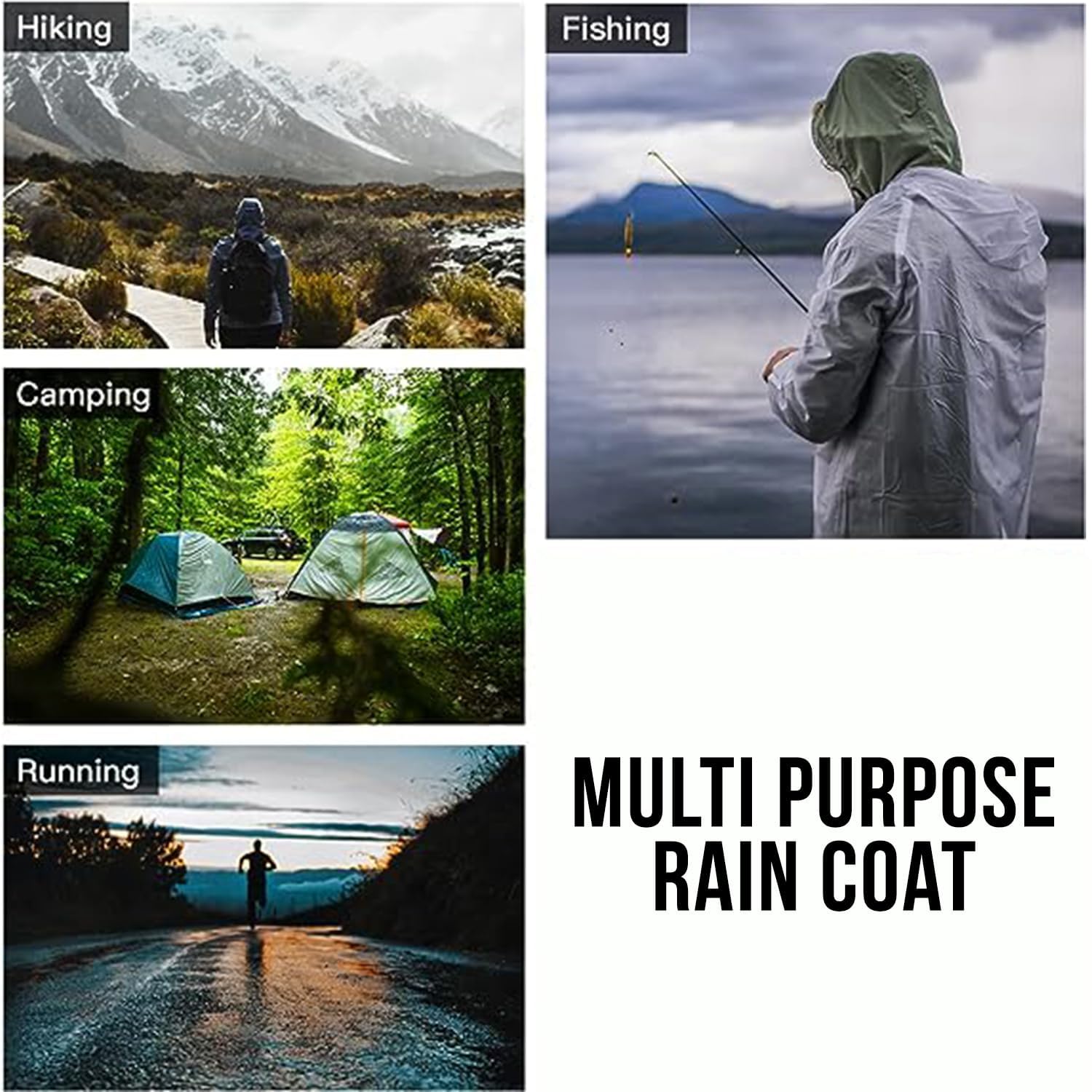 Amazon Brand - Symactive Hooded Raincoat Foldable Polyester Poncho Water Resistant Rainwear Outdoor Camping Heavy Duty Military Suit for Men Women (Pack of 1, Military Green) 2