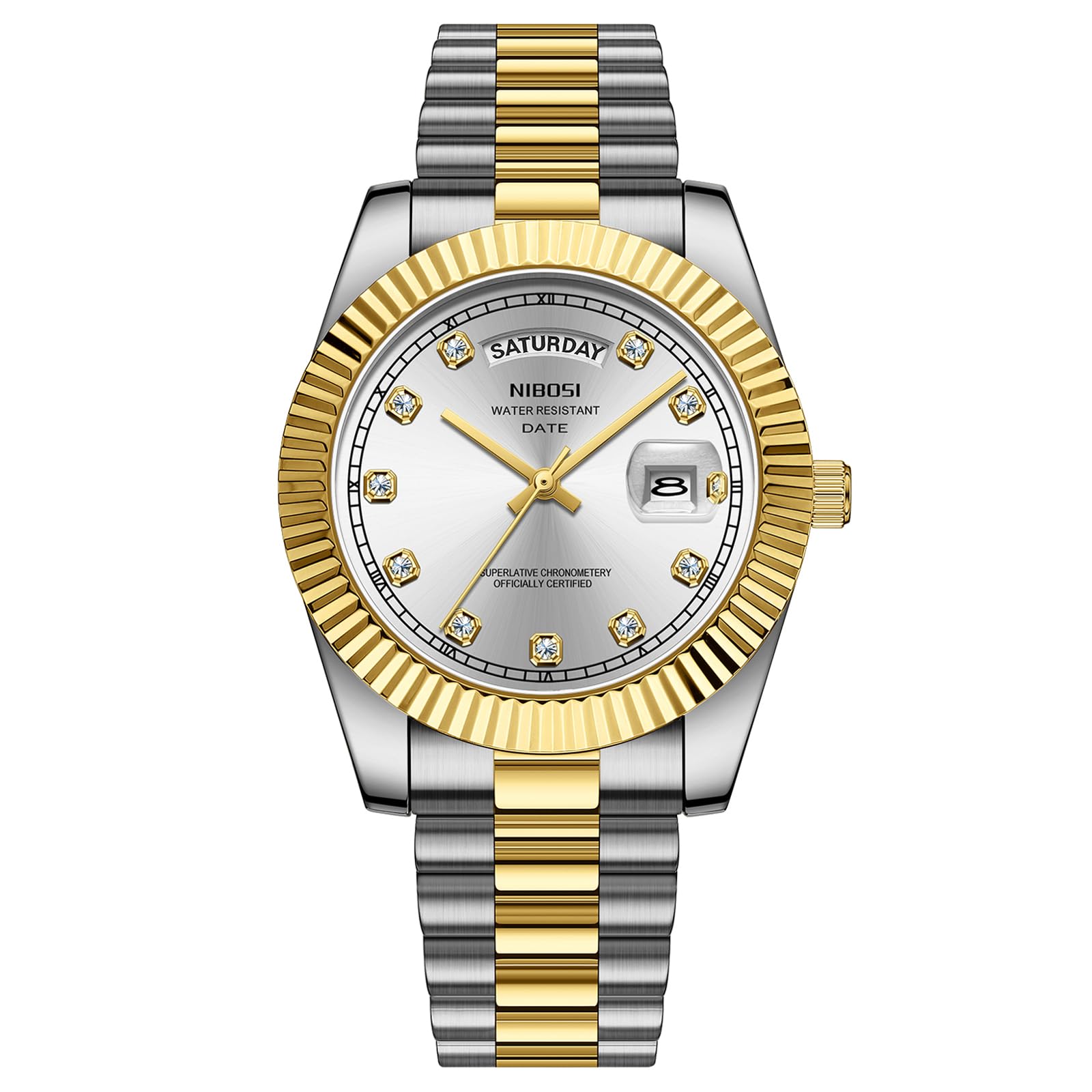 NIBOSIMen Watches Analog Quartz Stainless Steel Watches for men Waterproof Business Classic Desiger Wrist Watch Day&Date