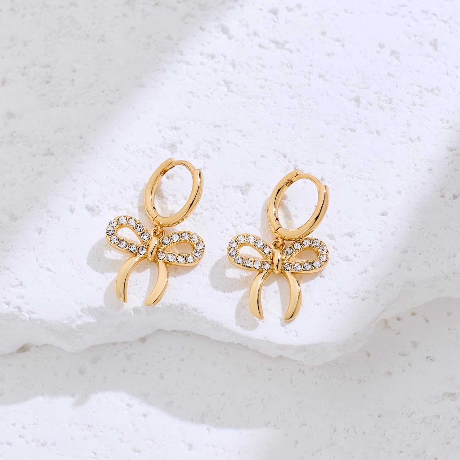 Dainty Bow Hoop Earrings for Women Gold Plated 1/2” Small Huggie Hoops Cute Jewelry Gift for Her - Image 6