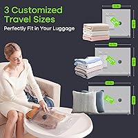 Vista 3 de 9 Pack Bolsas de Almacenamiento al Vacío de Viaje con Bomba Eléctrica USB, Bolsas de Tamaño de Equipaje de Mano de Ahorro de Espacio para Ropa