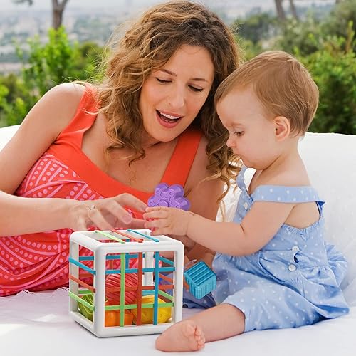 Miniatura 6 de Juguetes Montessori para Niños de 1 Año, Cubo y 6 Bloques Sensoriales de Forma, Juguetes para Bebés de 12 a 18 Meses, Regalos de Cumpleaños para el