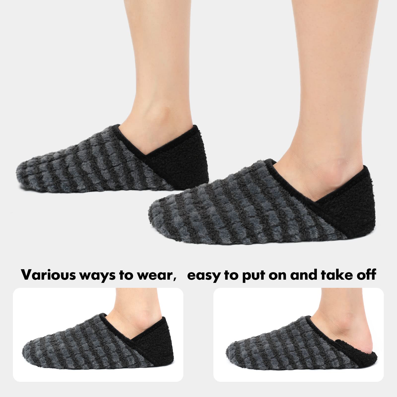 XIHALOOK Pantuflas de casa para mujeres y hombres, zapatos cómodos con suela de goma suave para interiores y exteriores | Suela de goma antideslizante para el hogar, dormitorio, viajes, hotel, yoga, regalo para tu familia