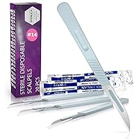 Vista 7 de MyMed Bisturí desechable 14, paquete de 20 cuchillas de dermaplaning desechables con mango de plástico, bisturí de cuchillo quirúrgico, cuchillas