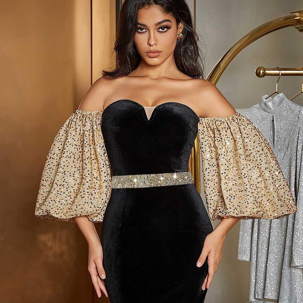 Tgirls Rhinestone Waistband Elastic Belt Crystal Wedding Sashes Belts Bling Wide Waist Belt Elegant Dress Belts - Image 6