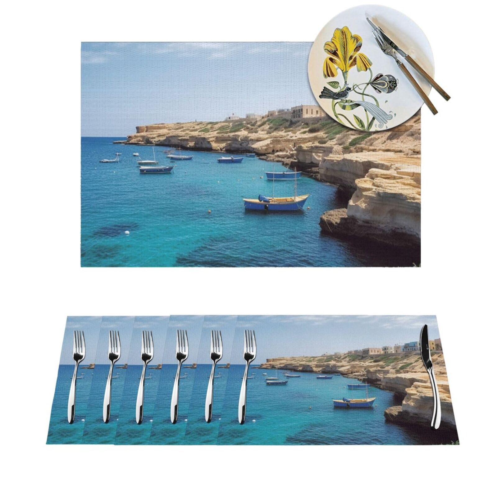 Sets de table tissés Coastal of Malta lavables pour intérieur et extérieur