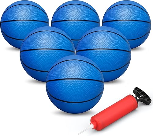 Miniatura 11 de Dilabnba Balón de baloncesto de goma de 6 pulgadas, mini pelota de juguete colorida para niños, pelotas de baloncesto para niños con bomba, deportes