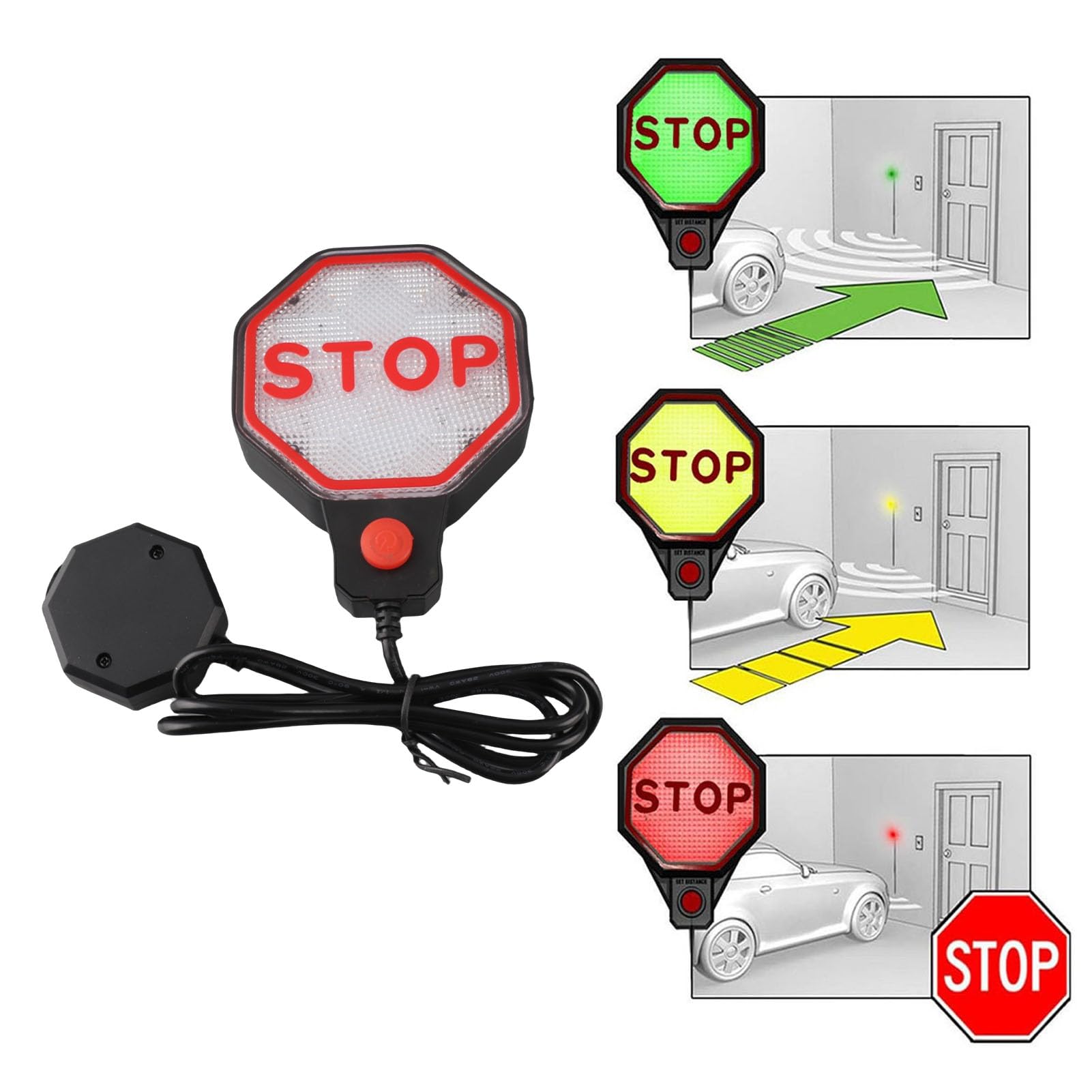 Sensore di Parcheggio per Garage Regolabile, Assistente di Parcheggio Ad Ultrasuoni con Display a LED, per Auto Compatte, SUV, Camion in Spazi Singoli, Doppi e Stretti