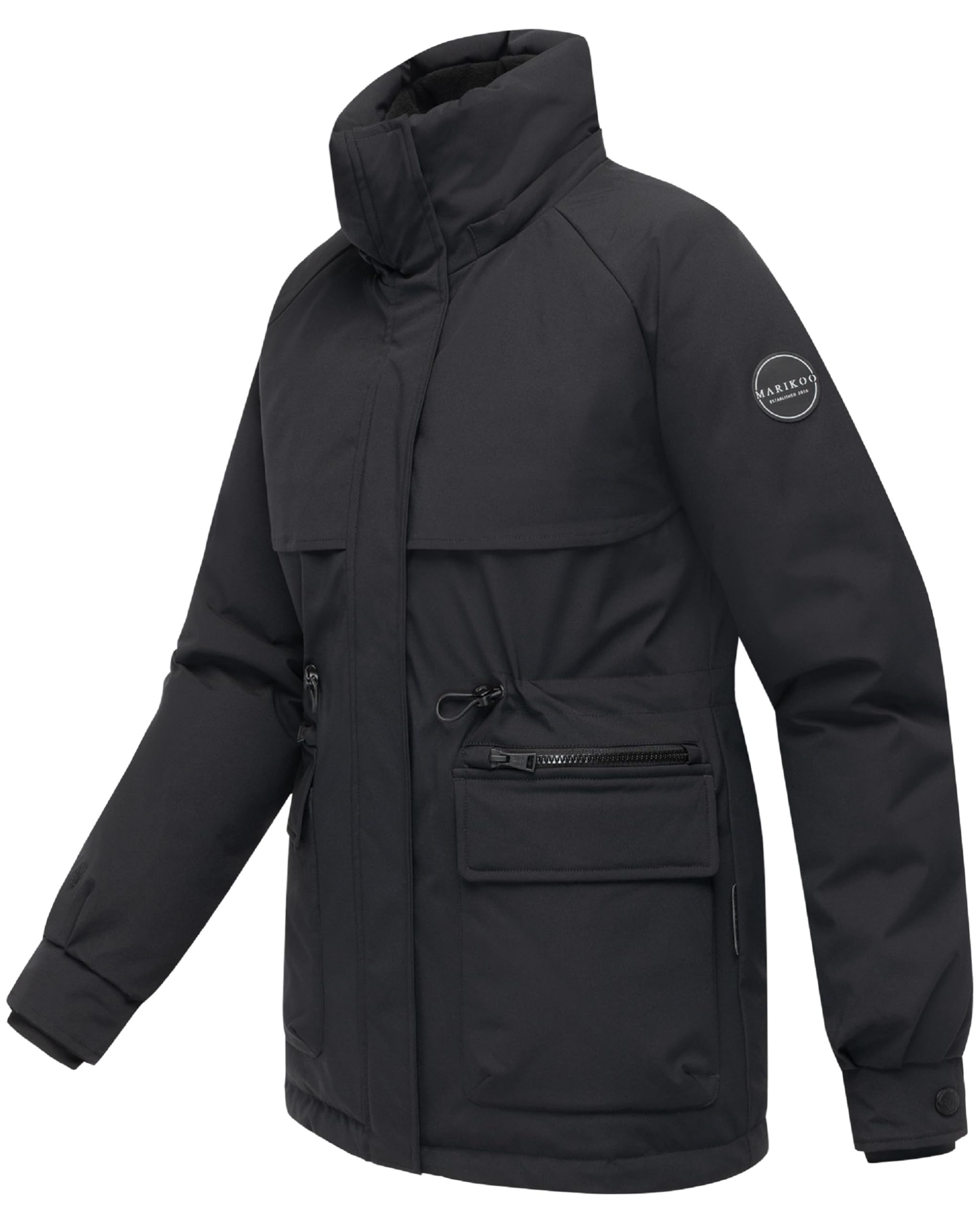 MARIKOO Cappotto lungo da donna caldo invernale con cappuccio rimovibile, bottoni magnetici e cordino in vita Shigaraa XVI S-3XL